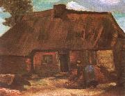 Vincent Van Gogh Cottage with Peasant Woman Digging (nn04) oil painting